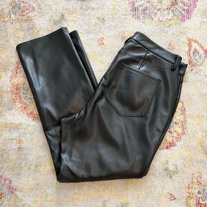 Good American Straight Leg Black Leather Pants size 16